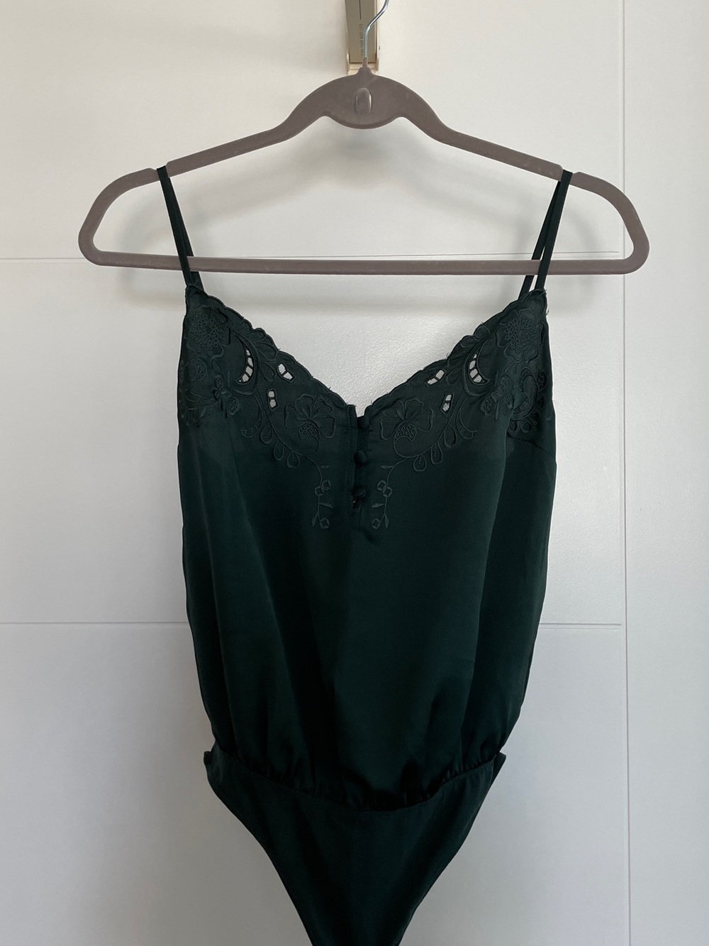 Abercrombie & Fitch Dark Green Lace-Trim Bodysuit